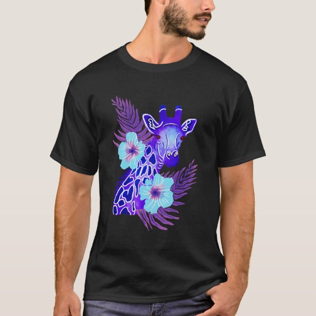 T-shirt Cute violet Giraffe Jungle Safari Animal Africain (Devant)