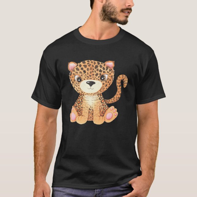 T-shirt Cute Watercolor Leopard (Devant)