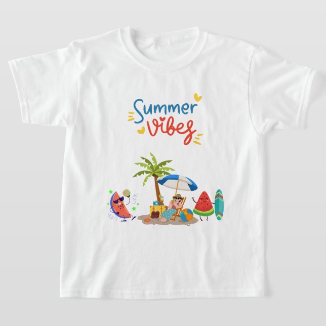 T-shirt  Cute Watermelon Characters Relaxing Under a Palm  (Poser)