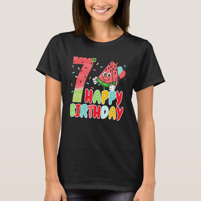 T-shirt Cute Watermelon Happy 7th Birthday Family Watermel (Devant)