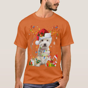 T-shirt Cute Westie Dog Lights Santa Hat Sweater Xmas Tree