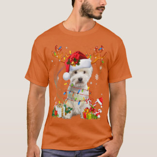 T-shirt Cute Westie Dog Lights Santa Hat Sweater Xmas Tree