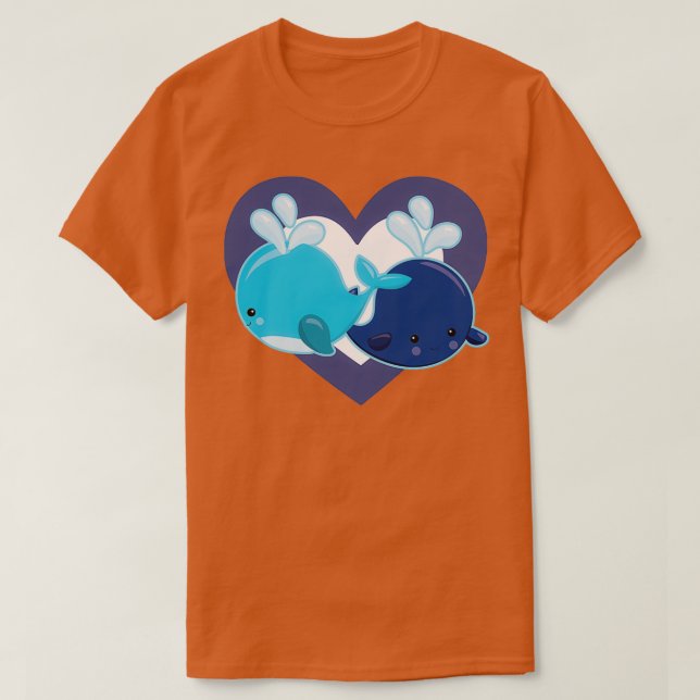 T-shirt Cute Whale Heart for Whale Lovers (Design devant)