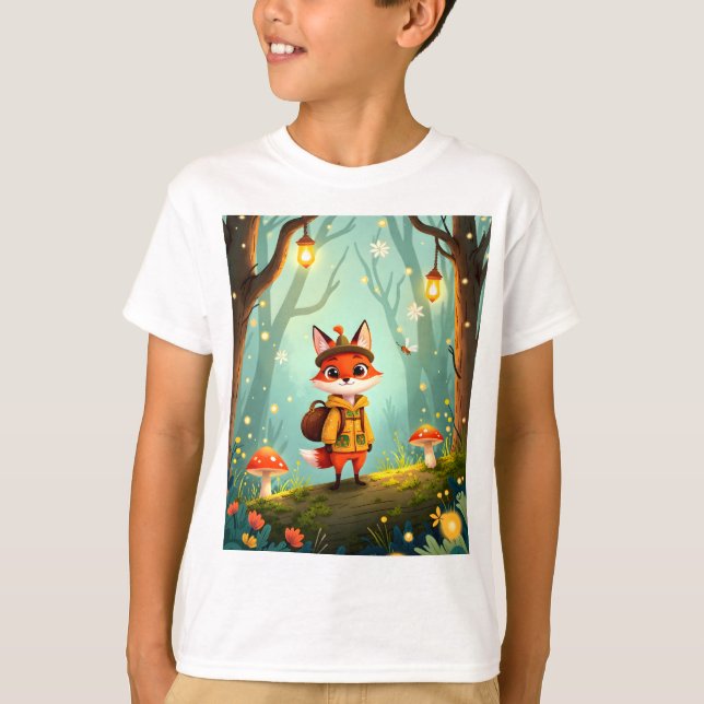 T-shirt Cute Whimsical Cartoon Fox (Devant)