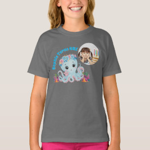 T-shirt Cute Whimsical Floral Octopus Photo Anniversaire d