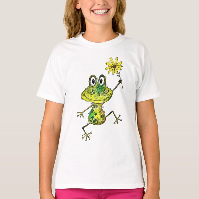 T-shirt Cute Whimsical Happy Frog (Devant)