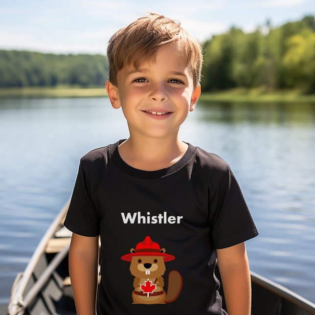 T-shirt Cute Whistler Canada Castor avec feuille d'érable  (Créateur téléchargé)