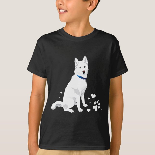 T-shirt Cute White Siberian Husky Sweet White Snow Dog  (Devant)