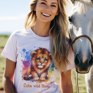 T-shirt Cute Wild Mom aquarelle Lion personnalisé