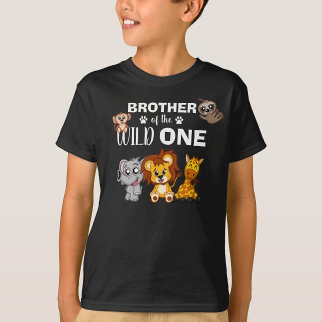 T-shirt Cute Wild One Jungle Safari Animal Brother Zoo (Devant)