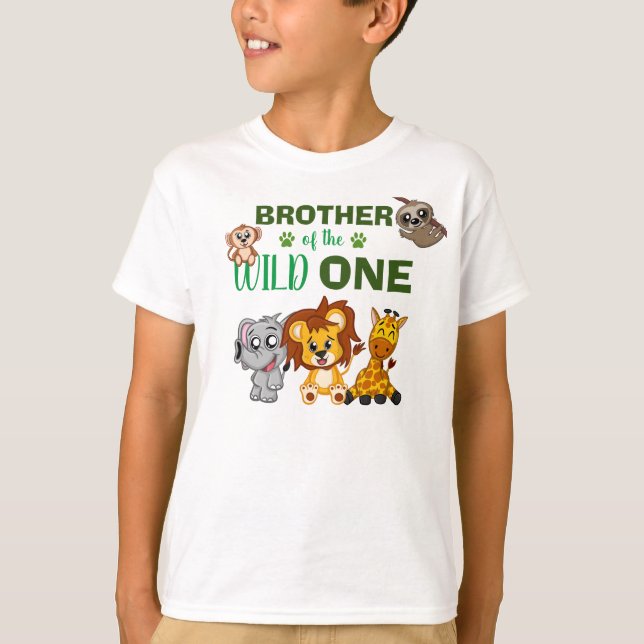 T-shirt Cute Wild One Jungle Safari Animal Brother Zoo (Devant)
