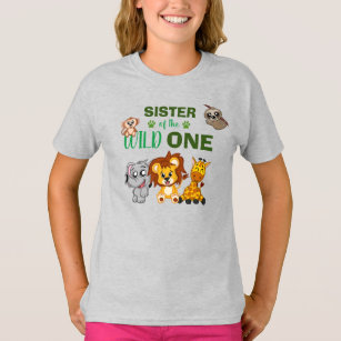 T-shirt Cute Wild One Jungle Safari Animal Sister Zoo T-Sh
