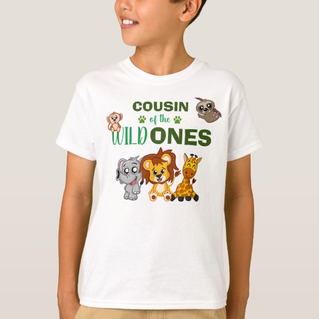 T-shirt Cute Wild One Jungle Safari Animal Twins Cousin (Devant)