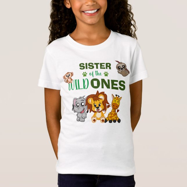 T-Shirt Cute Wild One Jungle Safari Animal Twins Soeur (Devant)