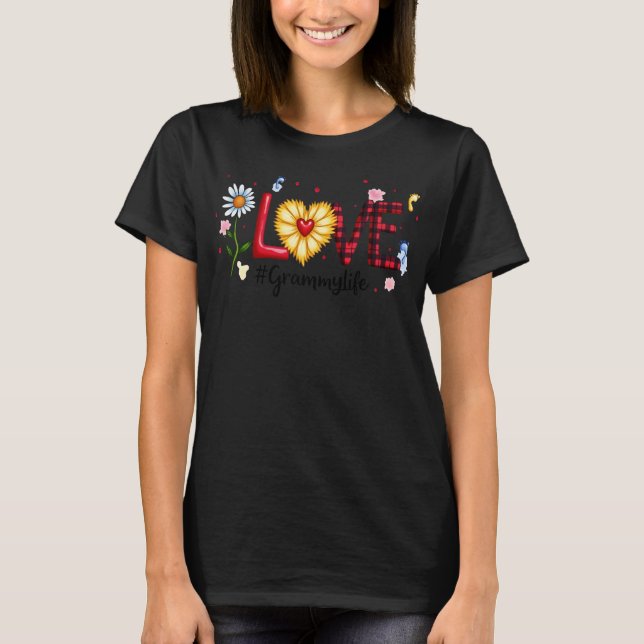 T-shirt Cute Wildflower Heart Love Grammy Life Happy Birth (Devant)