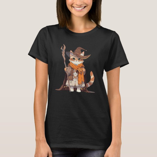 T-shirt Cute Wizard Cat Magical Kitten Video Game Gamer Ca (Devant)