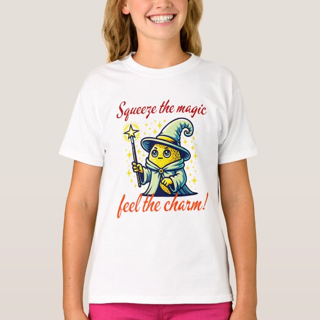 T-shirt Cute Wizard Lemon avec baguette magique (Devant)