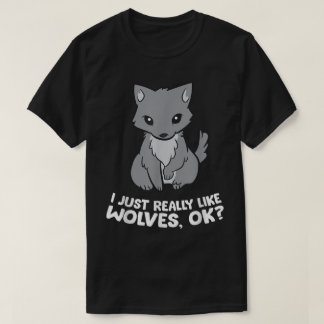 T-shirt Cute Wolf Lover Cartoon Design Funny Wolves Gift