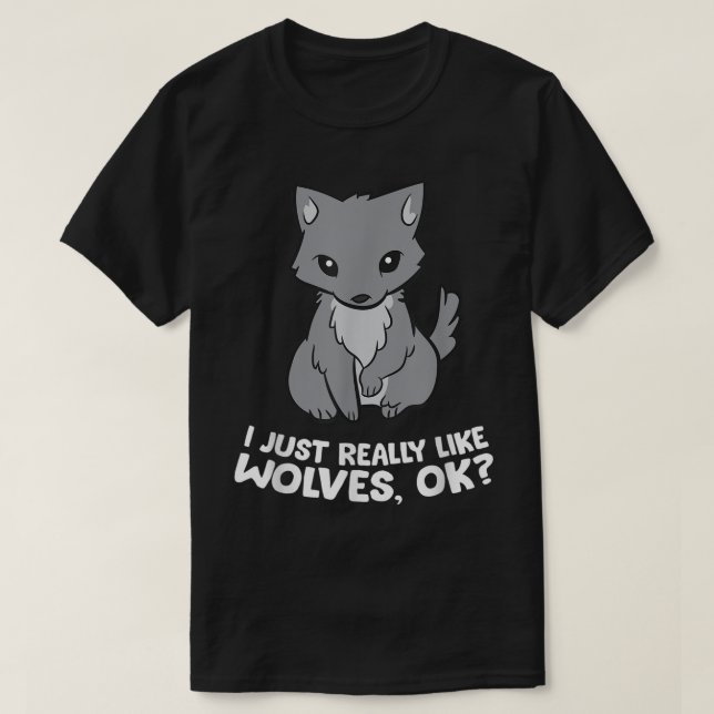 T-shirt Cute Wolf Lover Cartoon Design Funny Wolves Gift (Design devant)