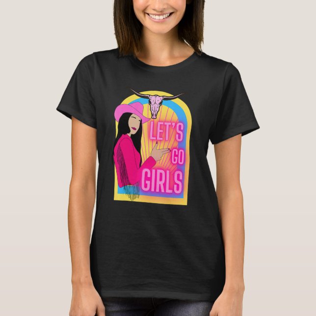T-shirt Cute women country go girls western rodeo bull Azt (Devant)