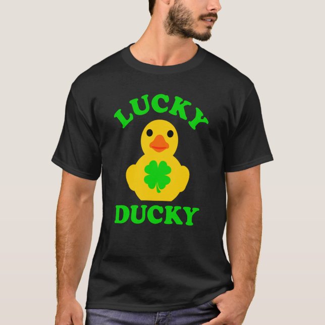 T-shirt Cute Yellow Rubber Duck Four Leaf C Lucky Ducky (Devant)