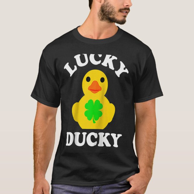 T-shirt Cute Yellow Rubber Duck Four Leaf C Lucky Ducky Ra (Devant)