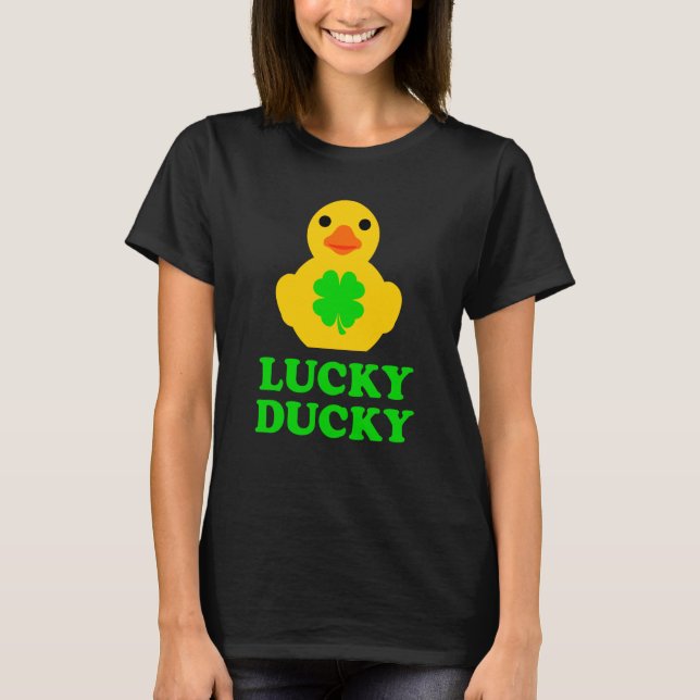 T-shirt Cute Yellow Rubber Duck Four Leaf C St Patrick's D (Devant)