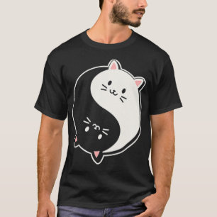 T-shirt Cute Yin Yang Chats Kawaii Yoga Japon Chine