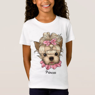 T-Shirt Cute yorkie en tenue rose