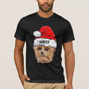 T-shirt Cute Yorkshire Terrier Casquette de Noël Chien Big