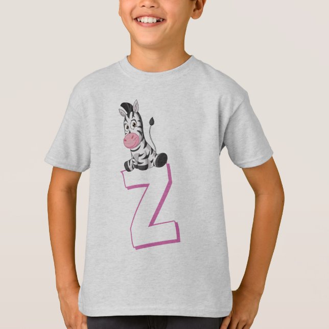 T-shirt Cute Z pour Zèbre - Enfants Anglais ABCD Alphabet (Devant)