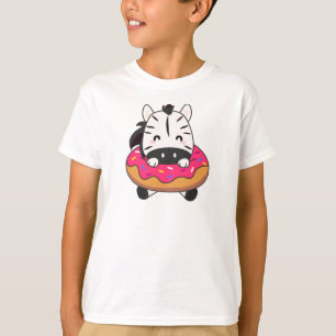 T-shirt Cute Zebra Animaux Amusants En Rose De Donut
