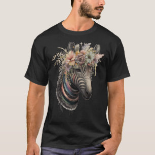 T-shirt Cute Zebra Flower Crown Afrique Safari Animal