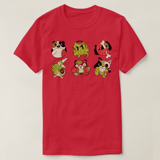 T-shirt Cute Zombie Animaux Koala Octopus Panda Cat Tiger (Design devant)