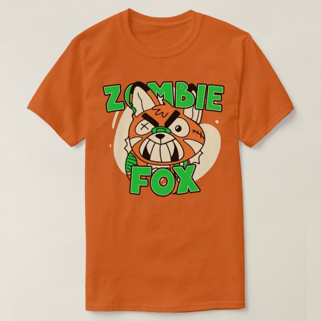 T-shirt Cute Zombie Fox Funny Halloween Zombie Animaux (Design devant)