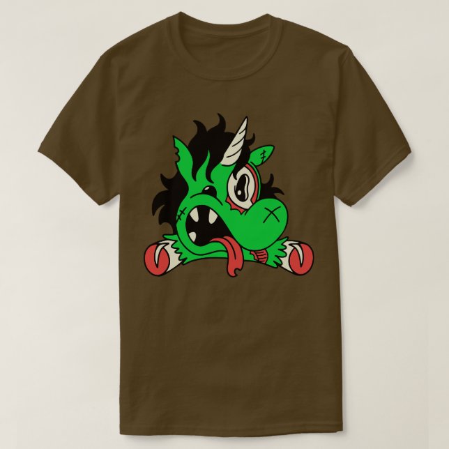 T-shirt Cute Zombie Unicorn Drôle Halloween Animaux (Design devant)