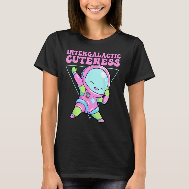 T-shirt Cutesse intergalactique Alien Dabbing Espace extra (Devant)