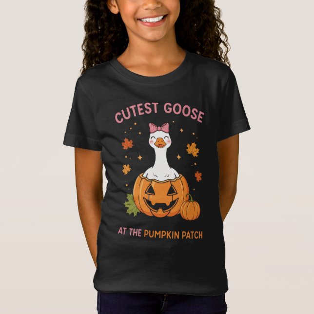T-Shirt Cutest Goose Pumpkin Patch Kids Halloween  (Devant)
