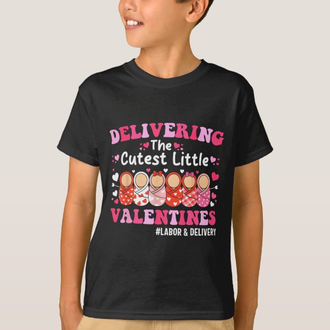T-shirt Cutest Little Valentines Labor &amp; Delivery Vale (Devant)
