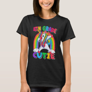 T-shirt Cutie de 4e année Dabbing Unicorn Retour à l'école
