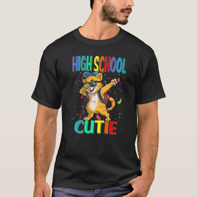 T-shirt Cutie Du Lycée Chat Retour À L'École (Devant)