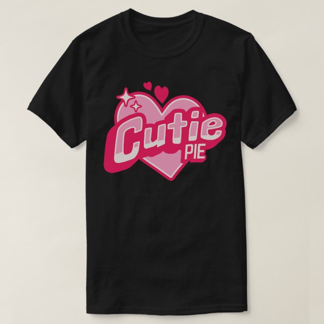 T-shirt Cutie Pie Sparkle Pink Heart Badge (Design devant)
