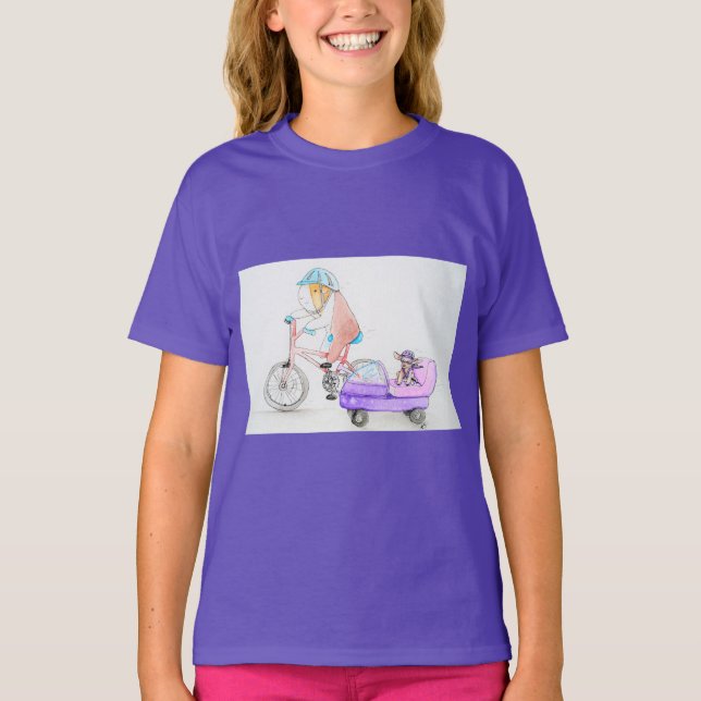 T-shirt Cutie the Guinea Pig Bicycle Ride with a Friend (Devant)