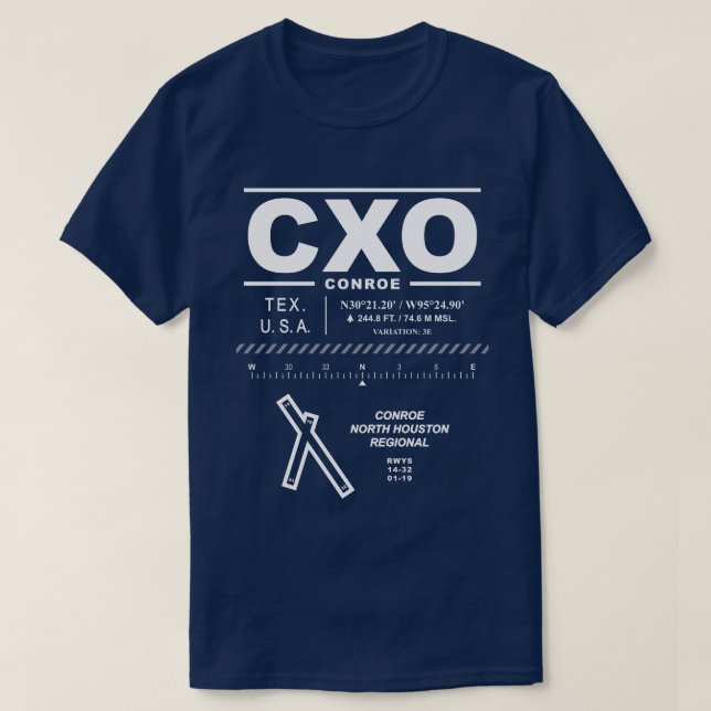 T-shirt CXO de l'aéroport régional de Houston Nord (Design devant)
