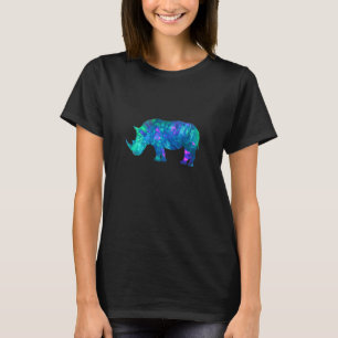 T-shirt Cyan Blue Violet Rhino turquoise Pour Animaux