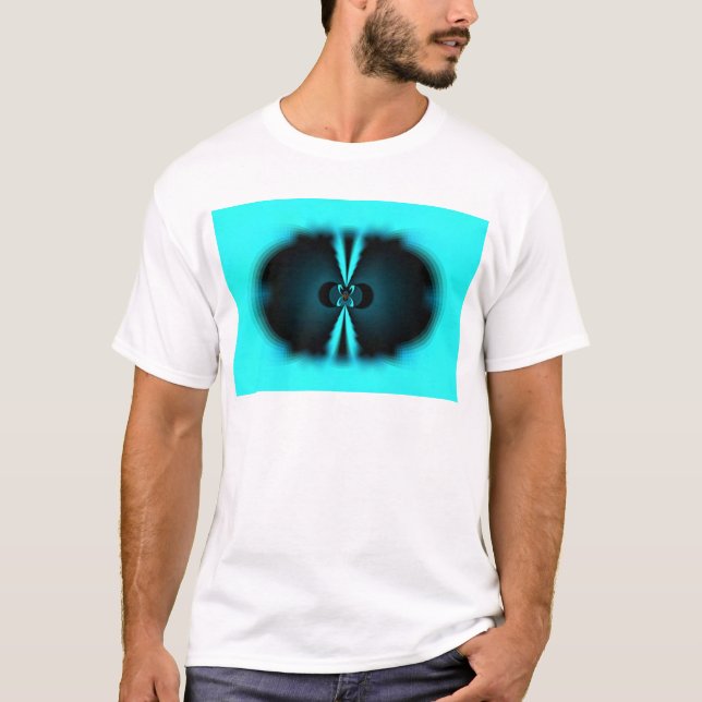 T-shirt Cyan et Black Abstrait Art Print (Devant)