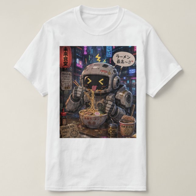 T-shirt Cyber Bites – Nuit de ramen robot (Design devant)