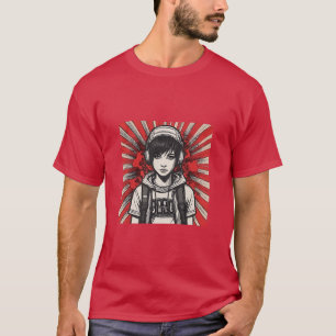T-shirt Cyber Emo Girl avec casque en Bold Pop Art