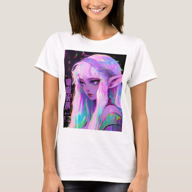 T-shirt Cyber Fairy "Dennou Yousei" Glitchcore (Devant)