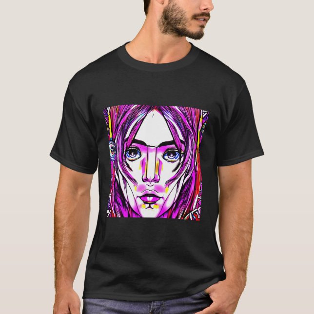 T-shirt Cyber Illustration Ga coloré (Devant)